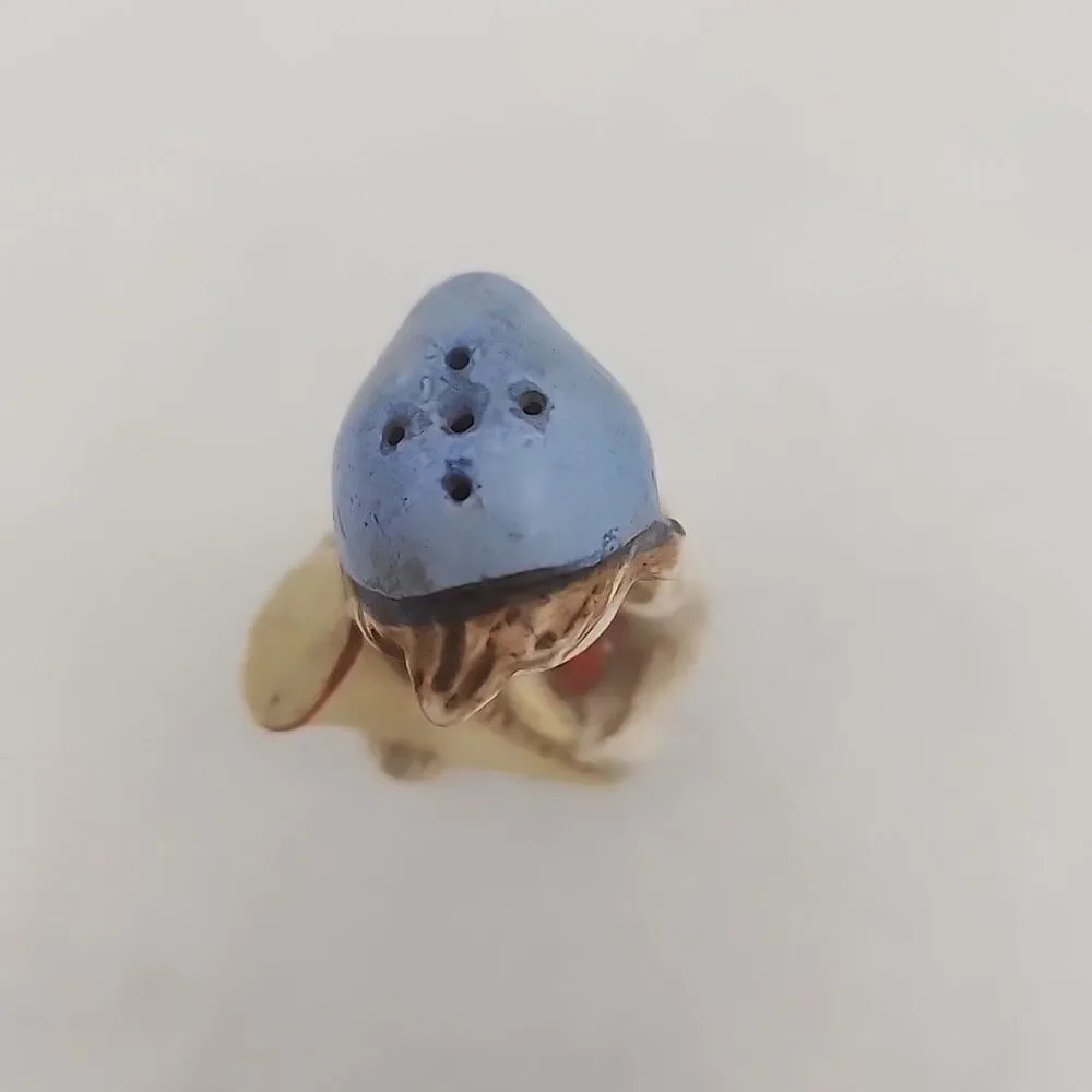 Salt Shaker w/Cork Girl Playing Horn MCM Made in Japan 1950's Porcelain